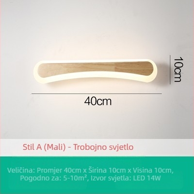 Skandinavska drvena LED svjetiljka za ogledalo, minimalistički modern dizajn, duga zidna svjetiljka za šminkanje i kupaonicu