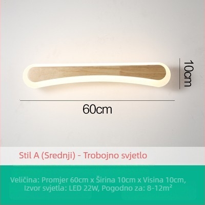 Skandinavska drvena LED svjetiljka za ogledalo, minimalistički modern dizajn, duga zidna svjetiljka za šminkanje i kupaonicu