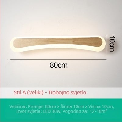Skandinavska drvena LED svjetiljka za ogledalo, minimalistički modern dizajn, duga zidna svjetiljka za šminkanje i kupaonicu