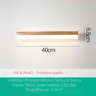 Skandinavska drvena LED svjetiljka za ogledalo, minimalistički modern dizajn, duga zidna svjetiljka za šminkanje i kupaonicu