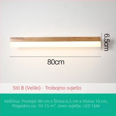 Skandinavska drvena LED svjetiljka za ogledalo, minimalistički modern dizajn, duga zidna svjetiljka za šminkanje i kupaonicu