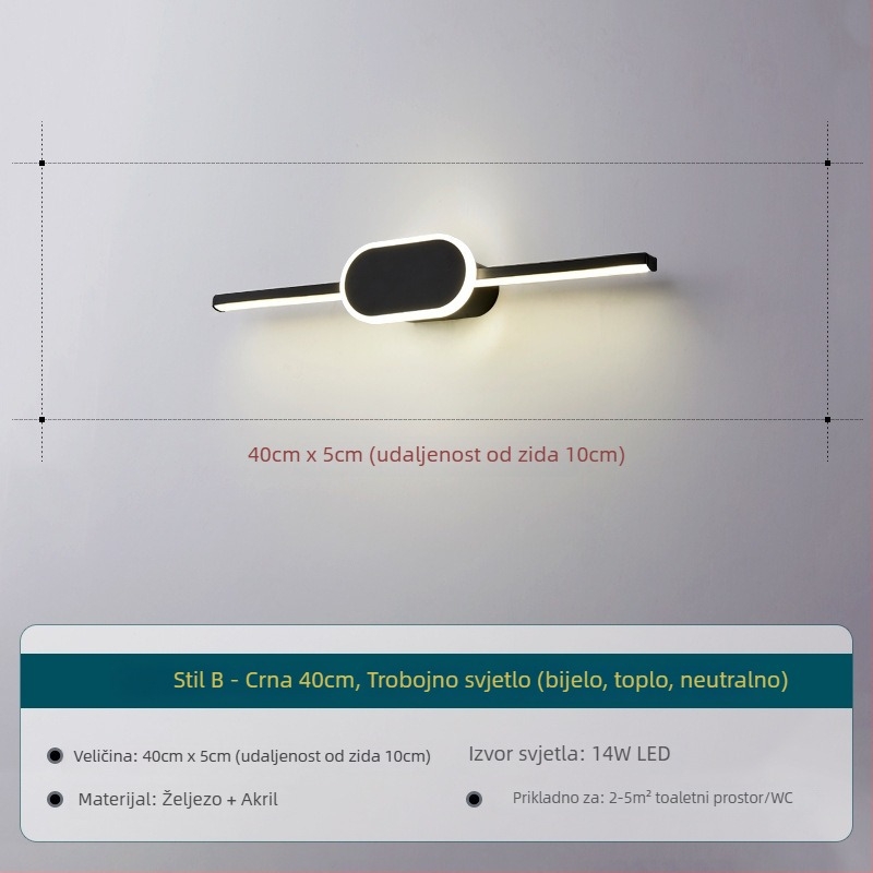LED zidna svjetiljka za kupaonicu i područje pred ogledalom, duga linijska svjetiljka, nordijski minimalistički stil, 220V