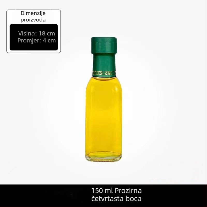 Prozirna kvadratna staklena boca za ulje: maslinovo ulje, ulje kamelije, ulje orašastih plodova i sezamovo ulje