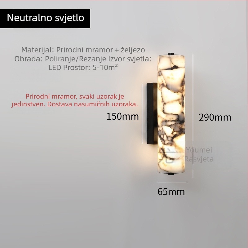 Talijanska mramorna zidna svjetiljka za dnevni boravak i hodnik, stil sredine stoljeća, francusko-američki stil
