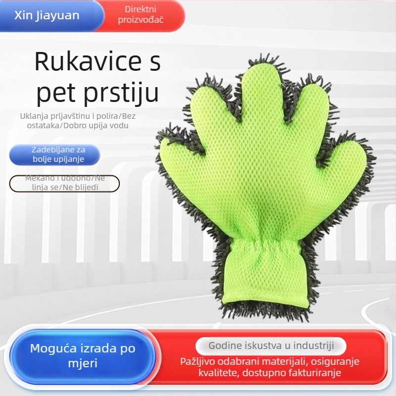Dvostrane rukavice za pranje automobila s pet prstiju, chenille coral fleece, debele, upijaju vodu, bez tragova, bez otpuštanja dlaka