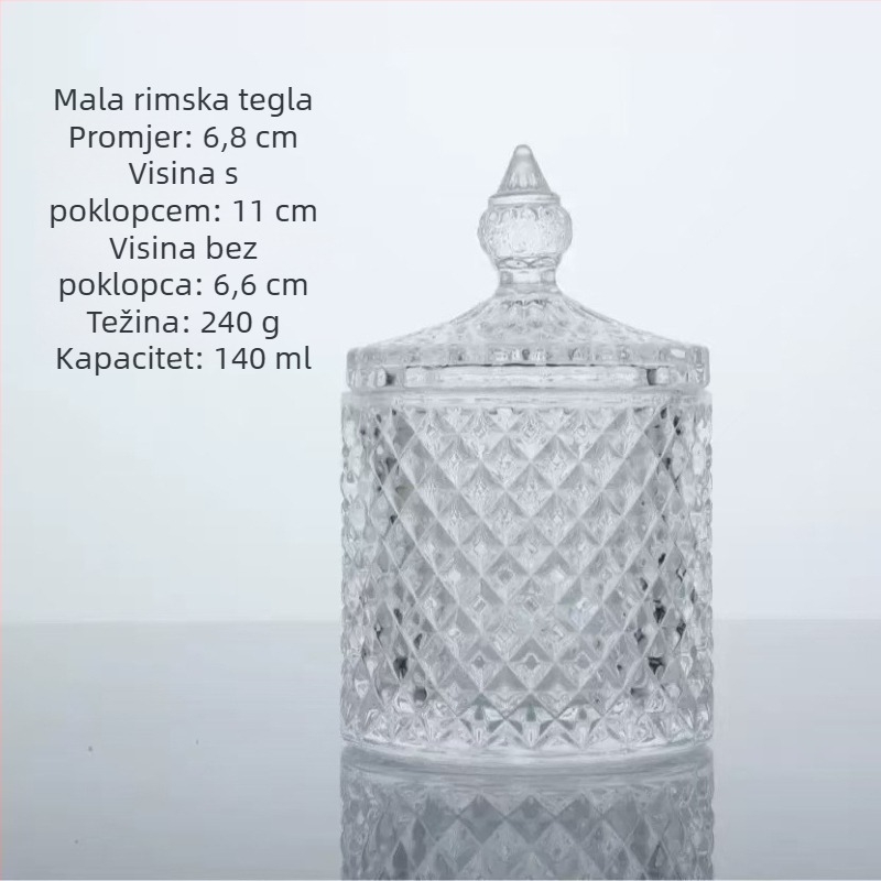 Stakleni držač za aromaterapiju s poklopcem, bez plamena, difuzor od kristalnih kamenčića, dekorativna staklena šalica