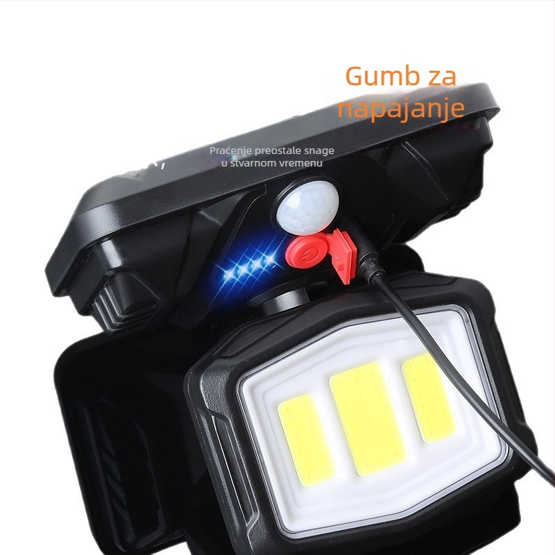 Solarna zidna svjetiljka s tri glave, sklopiva, PIR senzor, automatsko uključivanje noću, za vanjski dvorišni prostor (135 COB LED)