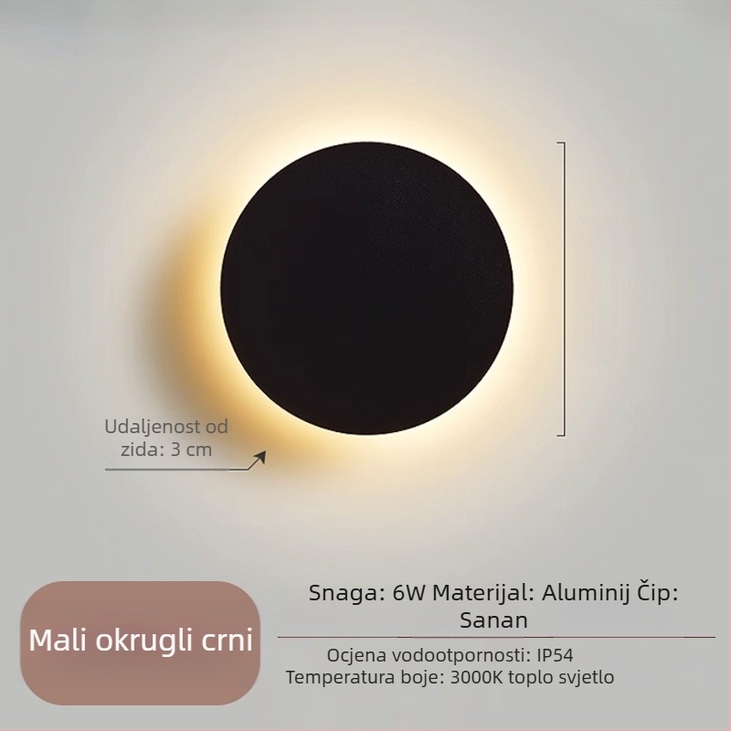 Moderna minimalistička zidna lampa za spavaću sobu – kružna LED rasvjeta u nordijskom stilu uz krevet
