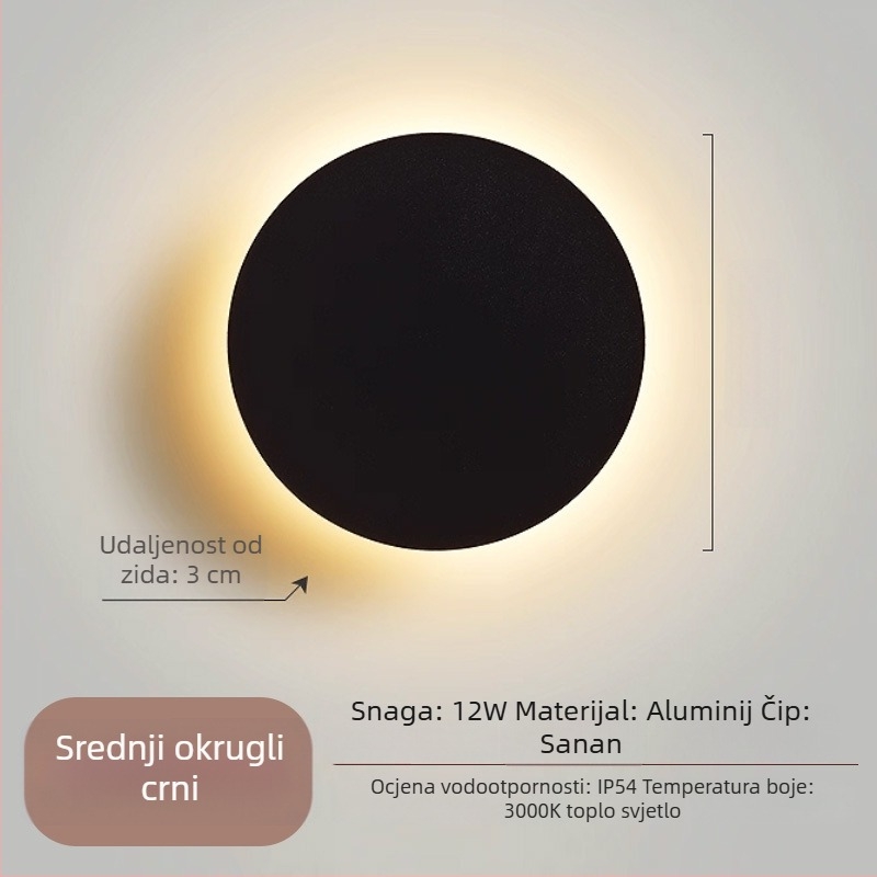 Moderna minimalistička zidna lampa za spavaću sobu – kružna LED rasvjeta u nordijskom stilu uz krevet