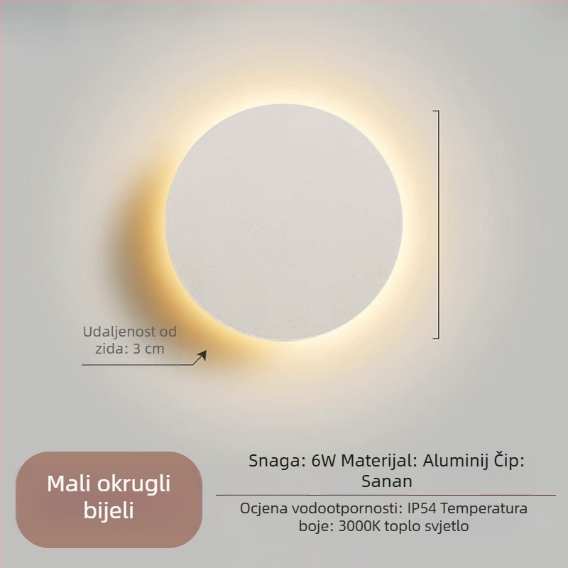 Moderna minimalistička zidna lampa za spavaću sobu – kružna LED rasvjeta u nordijskom stilu uz krevet