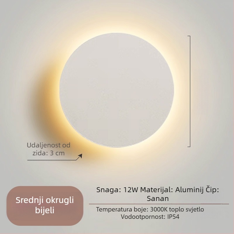 Moderna minimalistička zidna lampa za spavaću sobu – kružna LED rasvjeta u nordijskom stilu uz krevet