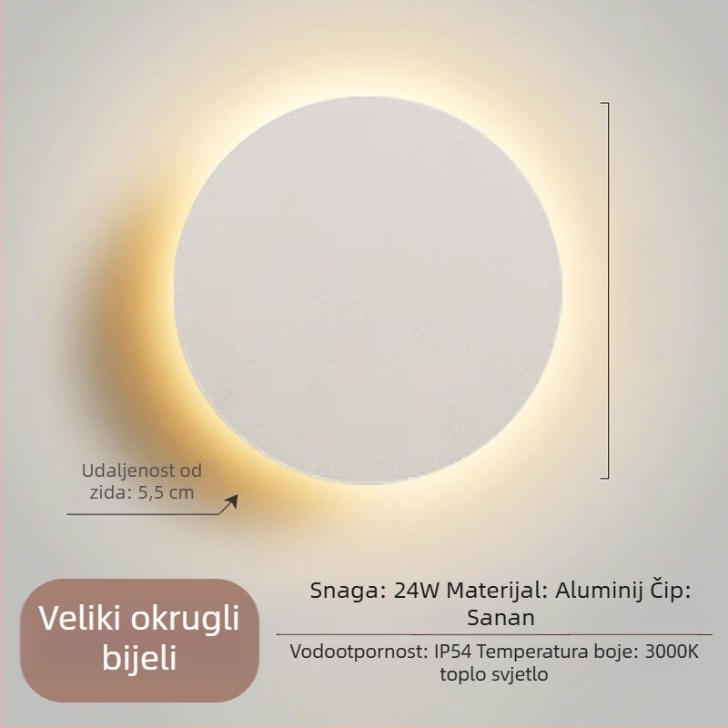 Moderna minimalistička zidna lampa za spavaću sobu – kružna LED rasvjeta u nordijskom stilu uz krevet