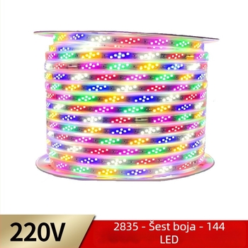 RGB LED traka 2835, tri reda pod kutom, 144 LED, šest boja, 48 LED s efektom tekuće vode, 96 LED promjene boje, bljesav efekt, fleksibilna LED traka