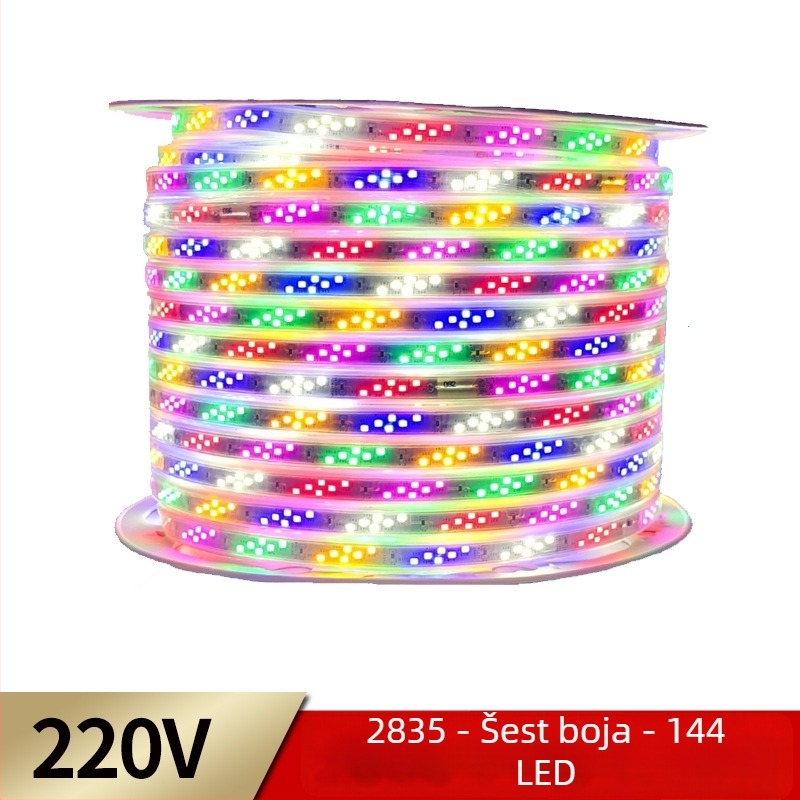 RGB LED traka 2835, tri reda pod kutom, 144 LED, šest boja, 48 LED s efektom tekuće vode, 96 LED promjene boje, bljesav efekt, fleksibilna LED traka