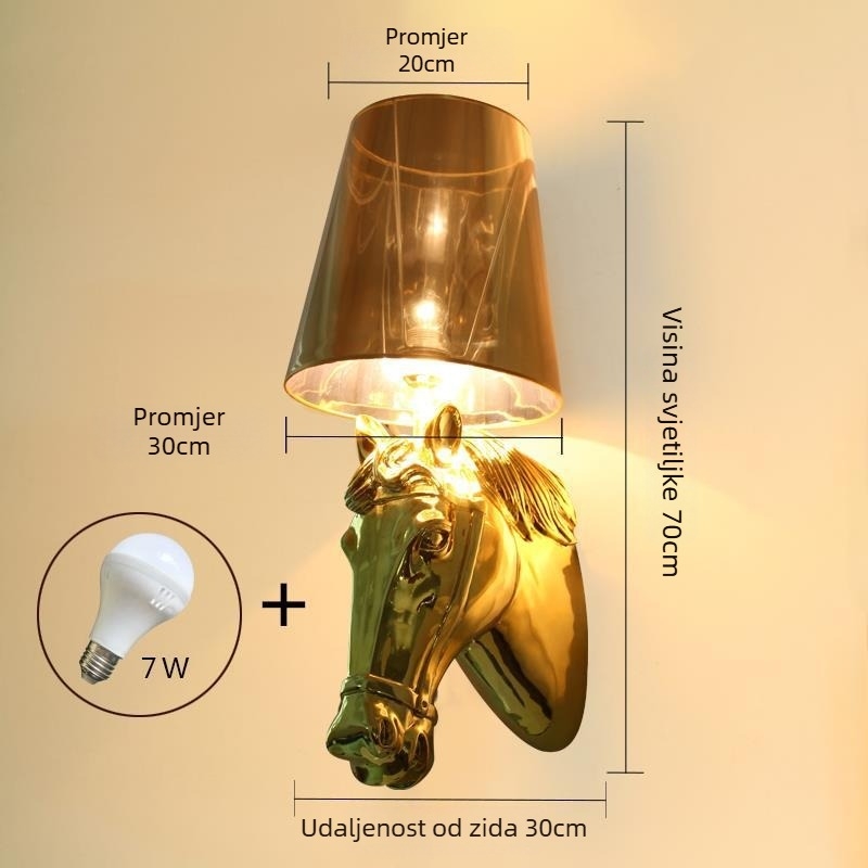 Zidna svjetiljka s glavom konja – Nordic LED zidna svjetiljka za spavaću sobu, dnevnu sobu, hodnik, bar