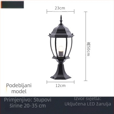 Solarna stup svjetiljka za vanjsko dvorište — LED, IP65, 7W, 6V