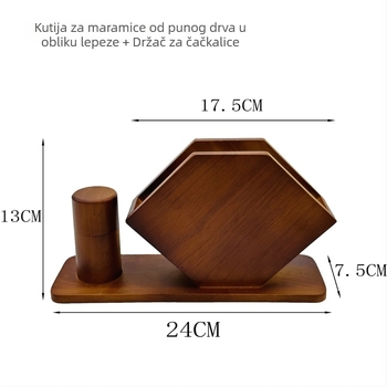 Masivna drvena kutija za maramice u boji orahovog drveta, stolna kutija za pohranu s logom za ured