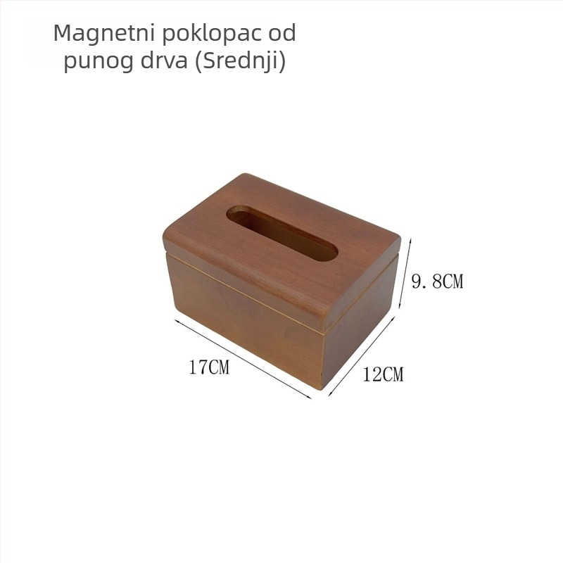 Masivna drvena kutija za maramice u boji orahovog drveta, stolna kutija za pohranu s logom za ured