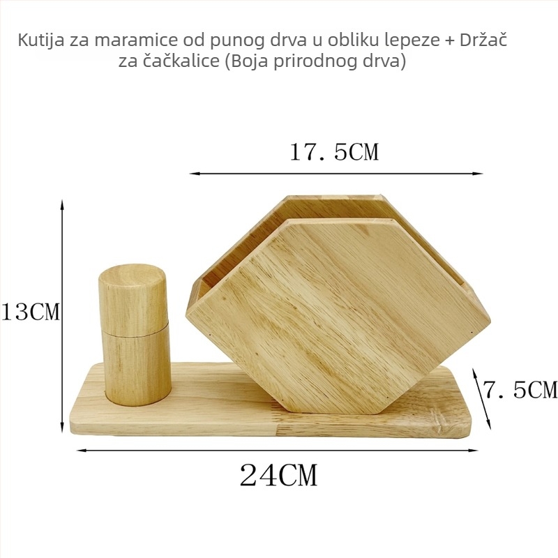 Masivna drvena kutija za maramice u boji orahovog drveta, stolna kutija za pohranu s logom za ured