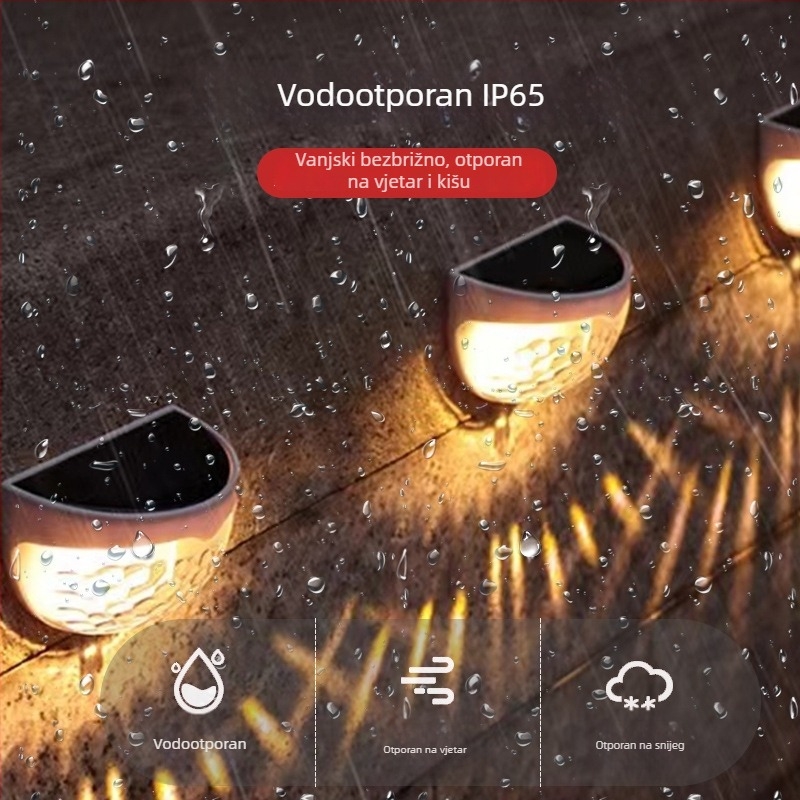 Solarna zidna LED svjetiljka za vanjsku upotrebu, vrt i dvorište, noćno svjetlo za stepenice, IP65 zaštita