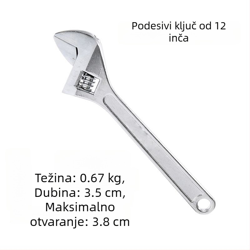 Prilagodljivi ključ – velika čeljust, kratka drška, višenamjenski