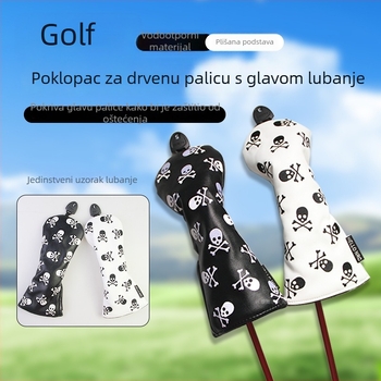Zaštitna navlaka za golf štap od drveta s dizajnom lubanje, rotirajuća numerička pločica, elastični remen, za 1/3/5/UT, zaštitna kapica, dvije boje.