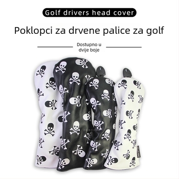 Zaštitna navlaka za golf štap od drveta s dizajnom lubanje, rotirajuća numerička pločica, elastični remen, za 1/3/5/UT, zaštitna kapica, dvije boje.