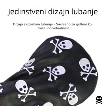 Zaštitna navlaka za golf štap od drveta s dizajnom lubanje, rotirajuća numerička pločica, elastični remen, za 1/3/5/UT, zaštitna kapica, dvije boje.