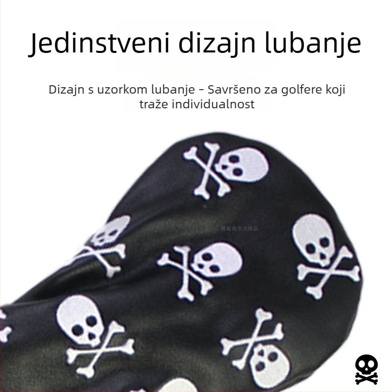 Zaštitna navlaka za golf štap od drveta s dizajnom lubanje, rotirajuća numerička pločica, elastični remen, za 1/3/5/UT, zaštitna kapica, dvije boje.