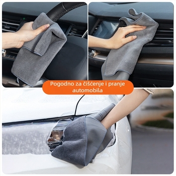 Dvoslojna krpa za auto od velura i koralnog pliša, visoka upijanje, bez dlačica, postojana boja, debeli dvostrani ručnik za pranje automobila