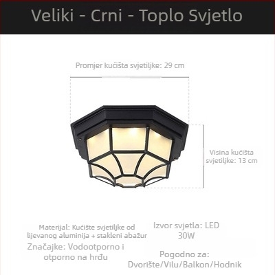 Vanjsko zidno svjetlo u američkom industrijskom stilu sa senzoru pokreta za balkon i hodnik, retro dizajn, vodootporno