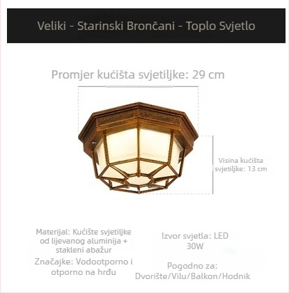 Vanjsko zidno svjetlo u američkom industrijskom stilu sa senzoru pokreta za balkon i hodnik, retro dizajn, vodootporno