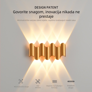 Vanjska vodootporna LED dvostruka zidna svjetiljka za vanjske zidove – pogodna za vile, restorane, dvorišta i balkone, zidni projektor s usmjerenjem gore-dolje