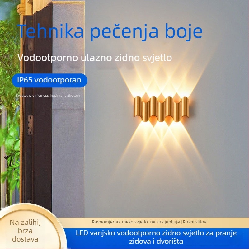 Vanjska vodootporna LED dvostruka zidna svjetiljka za vanjske zidove – pogodna za vile, restorane, dvorišta i balkone, zidni projektor s usmjerenjem gore-dolje