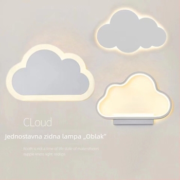 Noćna lampa za dječju sobu, oblaka oblika, nordijski minimalistički zidni dekorativni svjetiljka, s mogućnošću podešavanja jačine, moderan i jednostavan dizajn