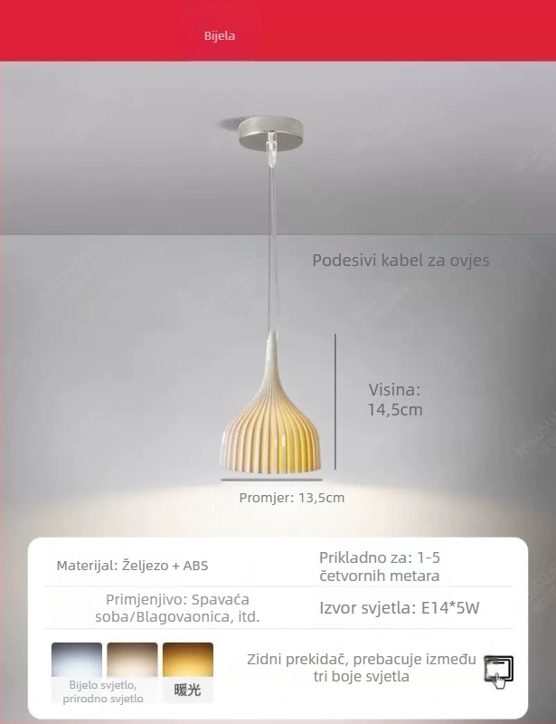 Krem akrilna zidna svjetiljka, nordičkog stila, ambijentalno LED osvjetljenje za hodnik, balkon, radnu sobu i spavaću sobu