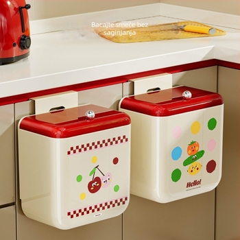Zidni kuhinjski koš za smeće s poklopcem, flip-top otvaranjem, 9 L, ABS, za kućnu upotrebu.