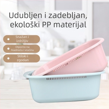 Jian'an plastična pravokutna zdjela za pranje lica, povrća i voća, s odvodom, za kućnu ili studentsku uporabu