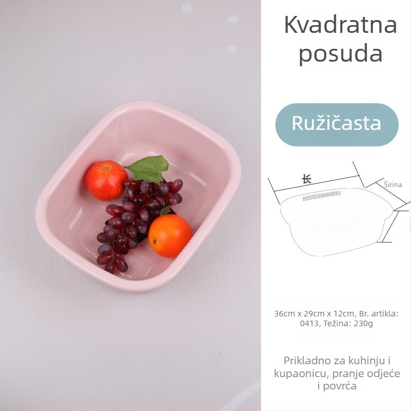 Jian'an plastična pravokutna zdjela za pranje lica, povrća i voća, s odvodom, za kućnu ili studentsku uporabu