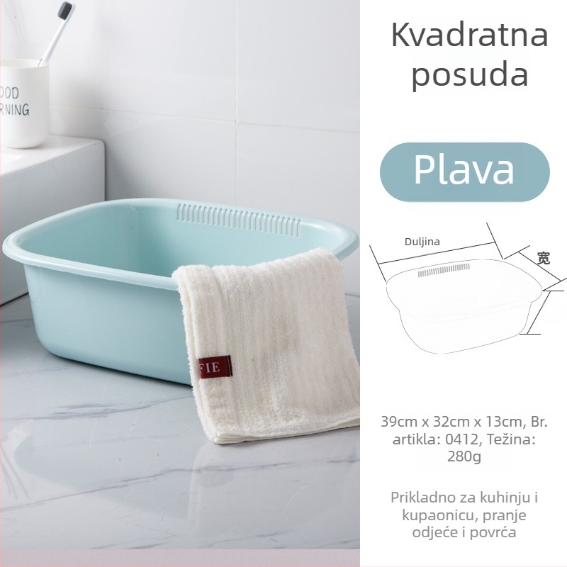 Jian'an plastična pravokutna zdjela za pranje lica, povrća i voća, s odvodom, za kućnu ili studentsku uporabu