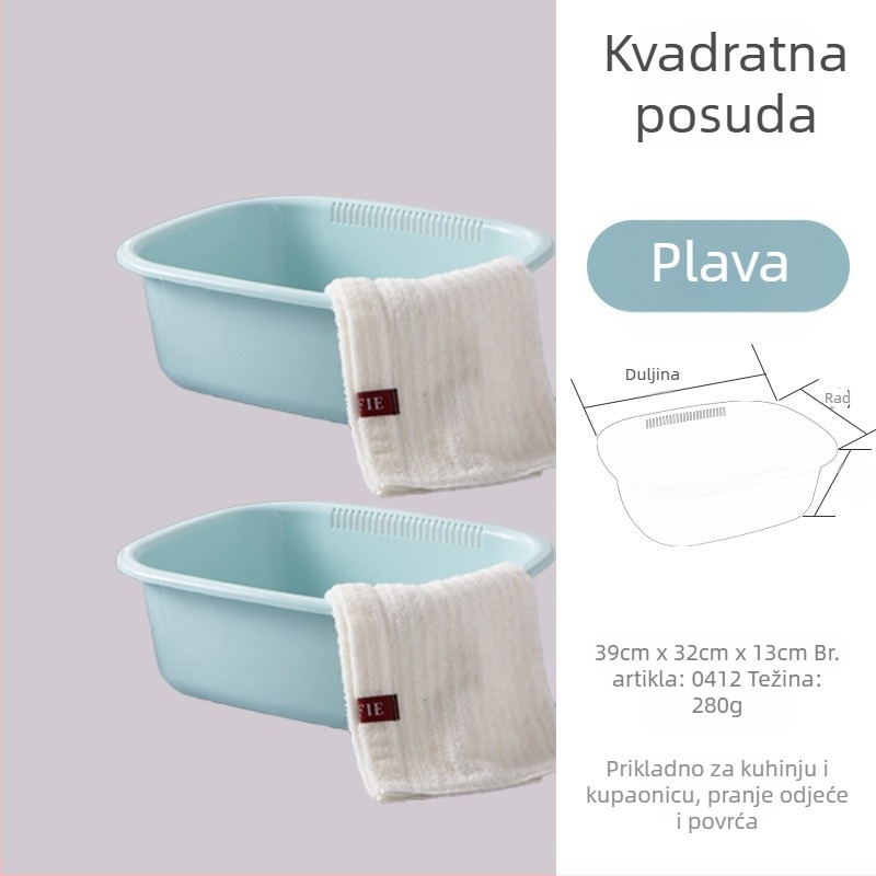 Jian'an plastična pravokutna zdjela za pranje lica, povrća i voća, s odvodom, za kućnu ili studentsku uporabu