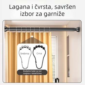 Telekopska šipka bez bušenja za balkon, podesiva za sušenje odjeće, pogodna za tuš zavjese, zavjese u spavaćoj sobi i vješanje odjeće u garderobi