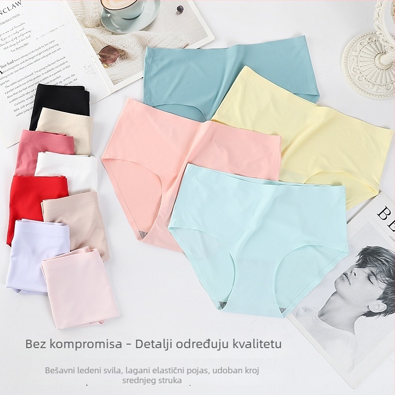 Bezšivne ženske gaćice od Ice Silk, jednofarbne, prozračne i brzo sušeće, ljetne tanke šorc hlače sa srednjim pojasom