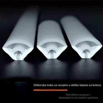 Silikonska LED traka, pravokutnog fan-oblika, za unutarnju i vanjsku uporabu, niska napetost, vodootporna, fleksibilna linijska rasvjeta