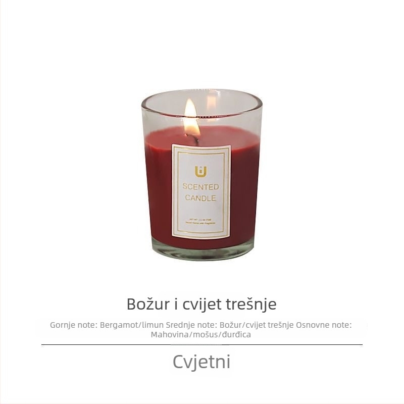 Bezdymna aromatična svijeća u staklenu čašu, sojin vosak, dugotrajni miris za kućnu upotrebu, poklon za rođendan