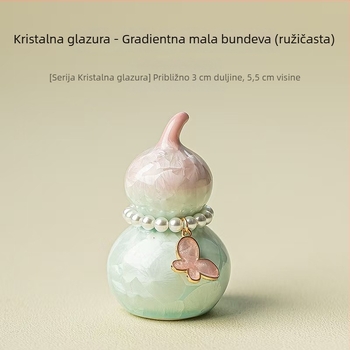 Kreativna keramička mini tikva s gradijentnom kristalnom glazurom, držač poklopca za čajnu ceremoniju i dekorativni dodatak