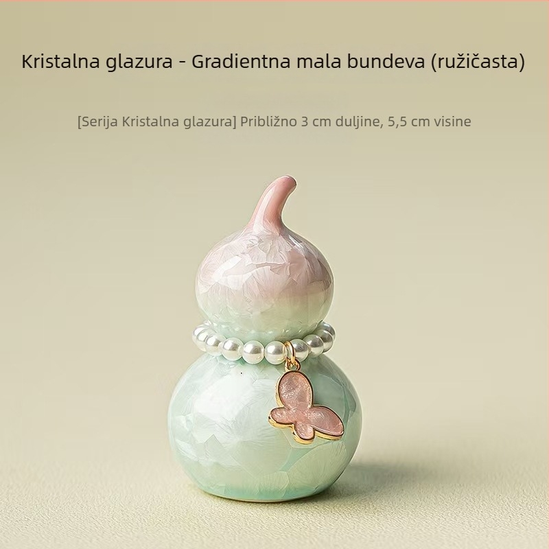 Kreativna keramička mini tikva s gradijentnom kristalnom glazurom, držač poklopca za čajnu ceremoniju i dekorativni dodatak