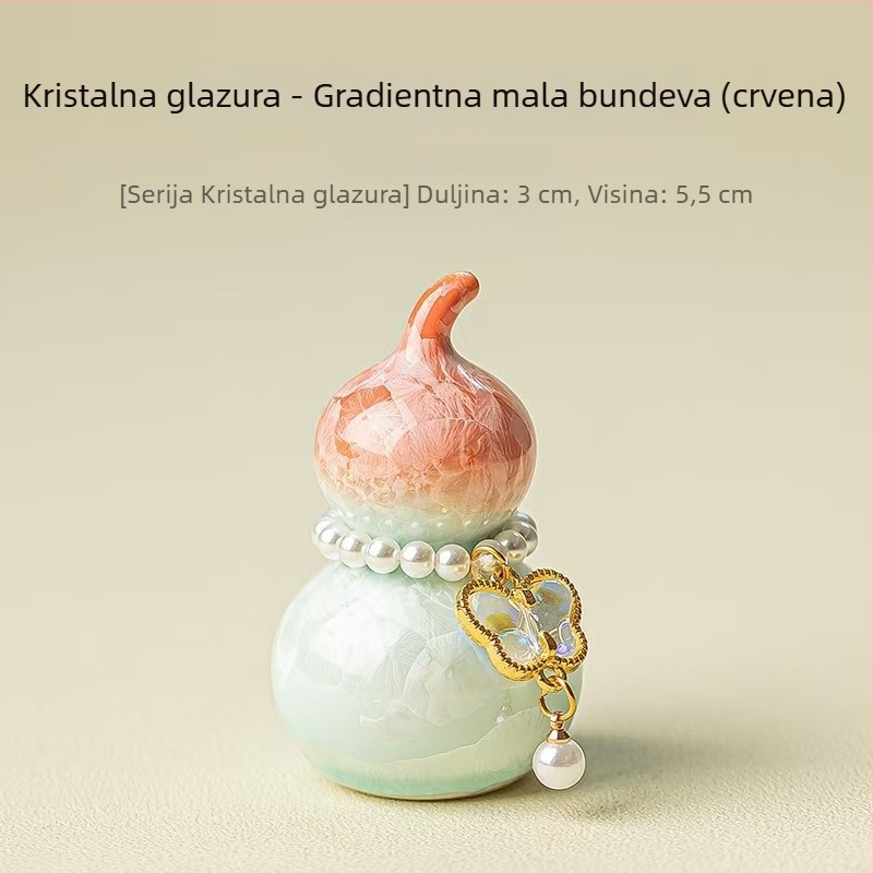 Kreativna keramička mini tikva s gradijentnom kristalnom glazurom, držač poklopca za čajnu ceremoniju i dekorativni dodatak