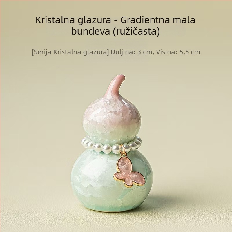 Kreativna keramička mini tikva s gradijentnom kristalnom glazurom, držač poklopca za čajnu ceremoniju i dekorativni dodatak