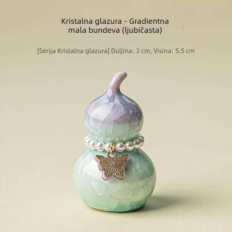 Kreativna keramička mini tikva s gradijentnom kristalnom glazurom, držač poklopca za čajnu ceremoniju i dekorativni dodatak